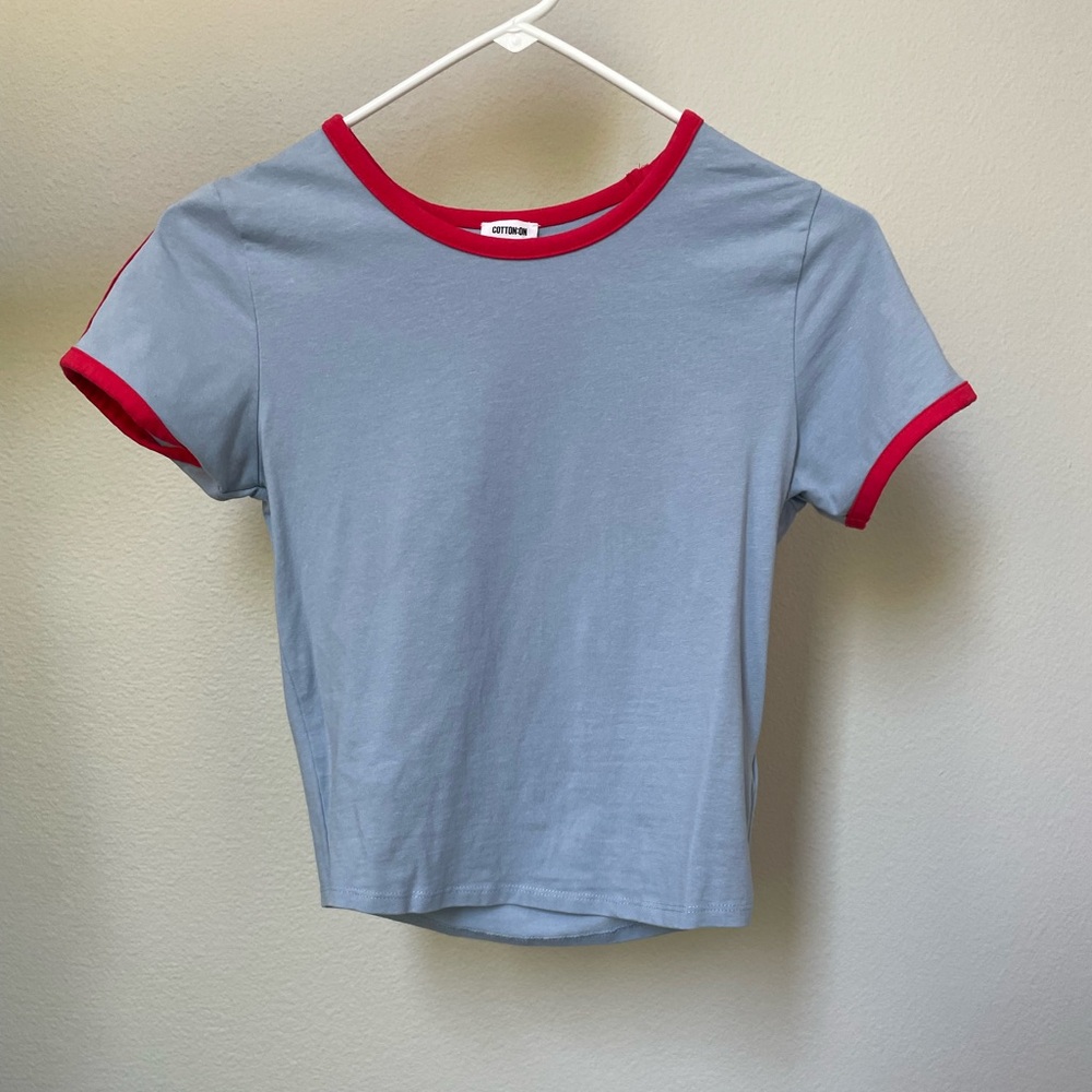 Cotton On Blue and Red Short Sleeve Tee